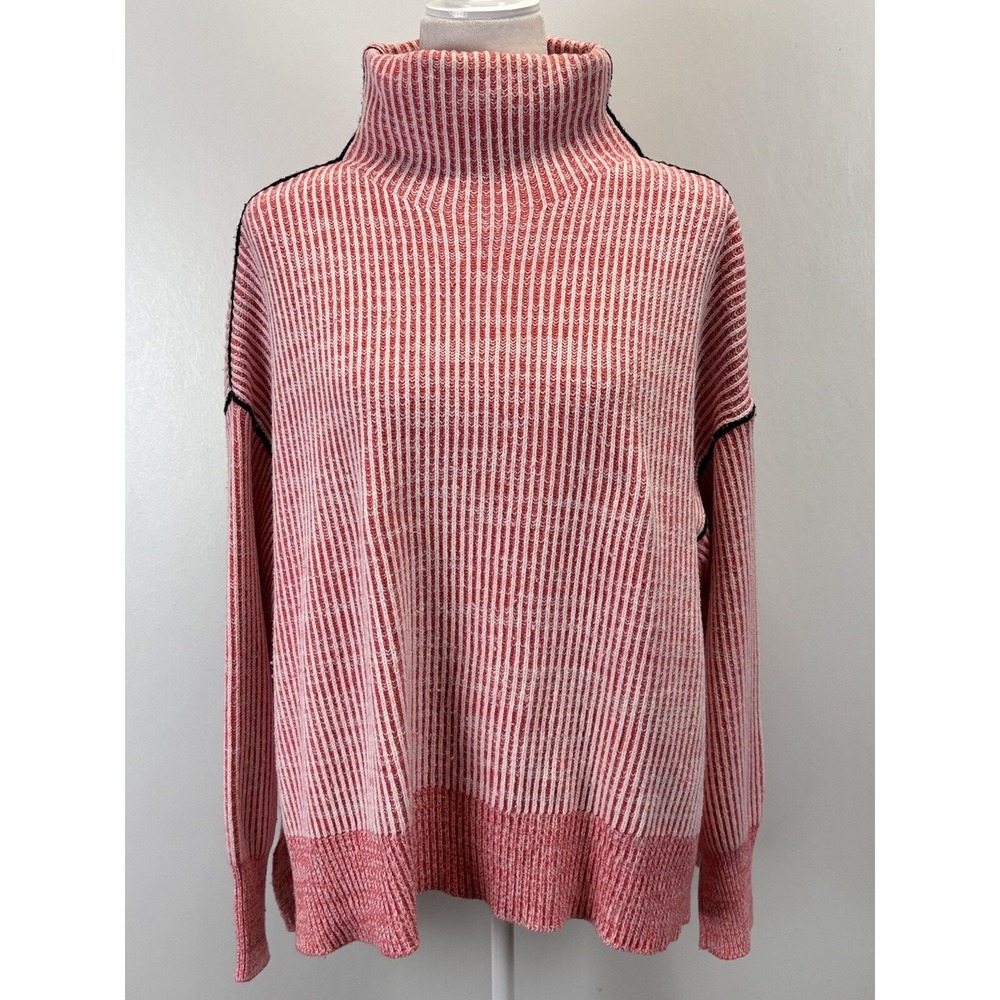 Women's Soft Surroundings Ribbed Funnel Neck Knit Sweater Sz 1X Plus Coral